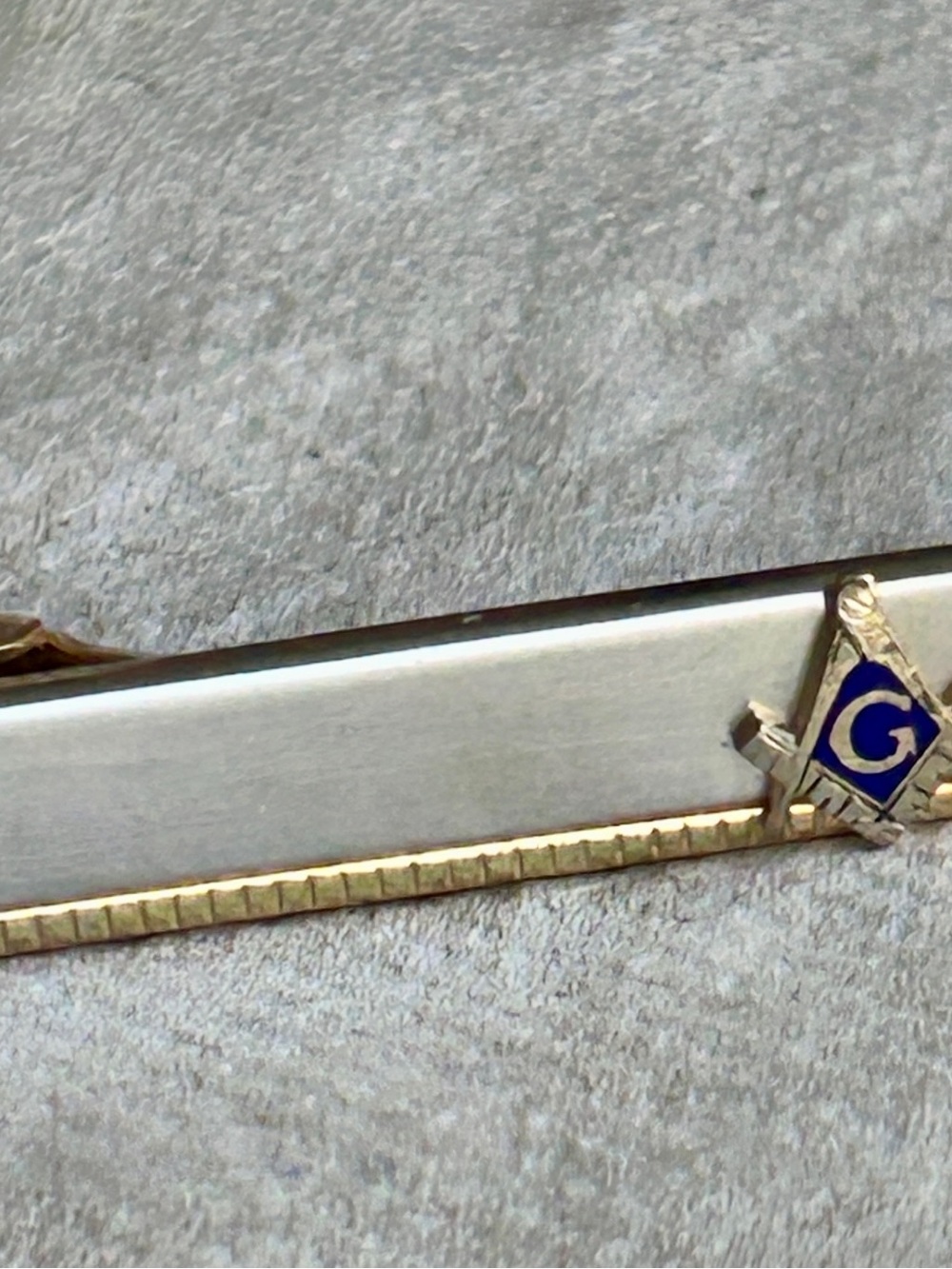 Vintage Anson Masonic Square & Compass Tie Clip in Silver and Gold w Blue Enamel - Picture 6 of 9